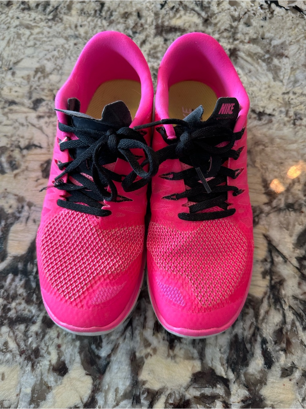 Nike Free Women's Athletic Sneakers - Bright Pink with Black Laces